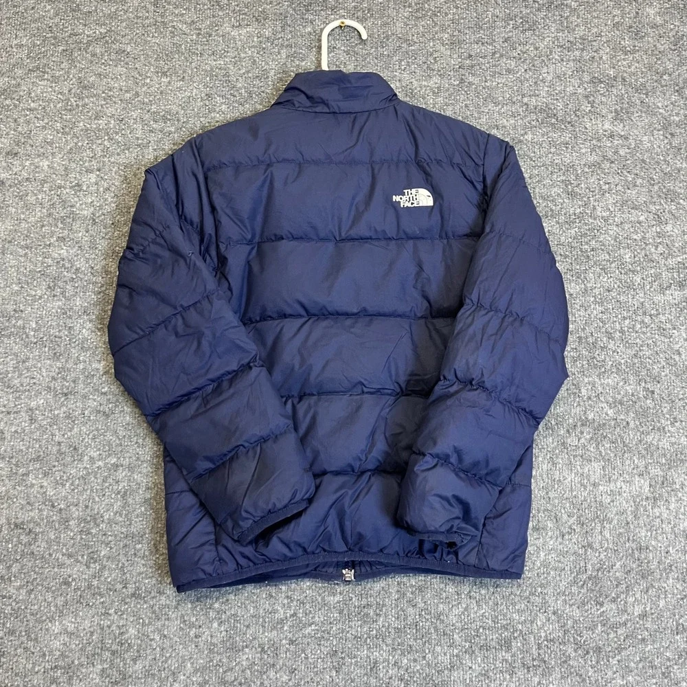 The North Face Puffer Jacket Boys Size M Blue Quilted Full Zip Winter Down Coat